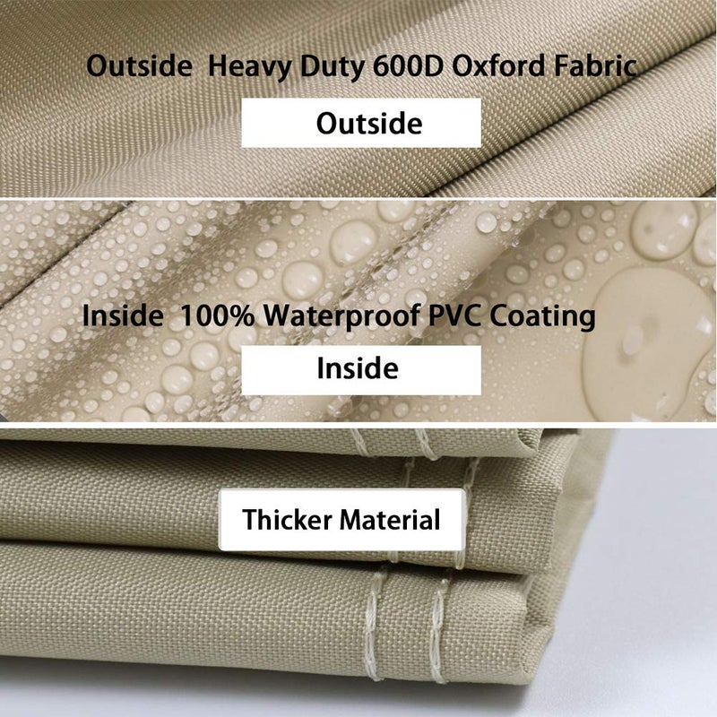 POMER Fire Pit Cover, 30 inch Square Outdoor Gas Fireplace Cover Beige Waterproof Firepit Covers for Propane Fire Pit Table - 30x30x25 inch - Image 3